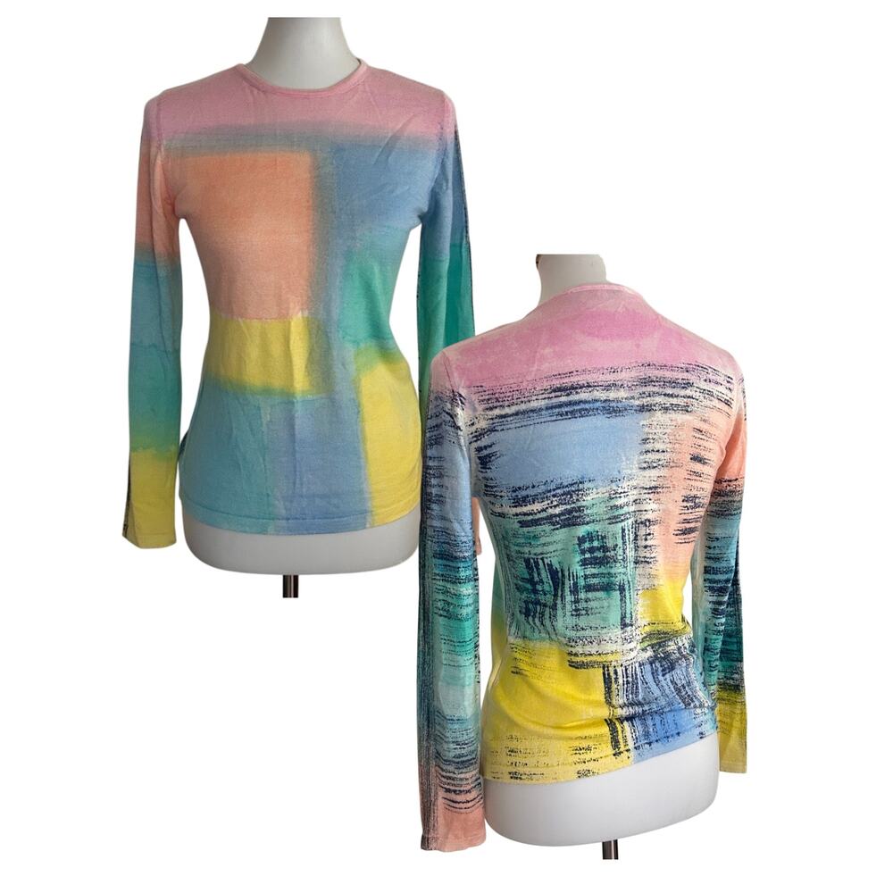 Italian Cashmere & Silk Pastel Knit Top, Small
